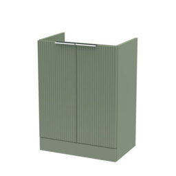 Hudson Reed Fluted 600mm Floor Standing 2-Door Unit-Satin Green