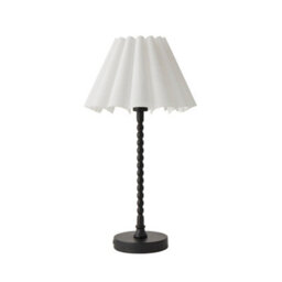 Valuelights Maeve White Scallop Pleated Taper Shade Black Bobbin Bobble Table Lamp And Bulb - thumbnail 2