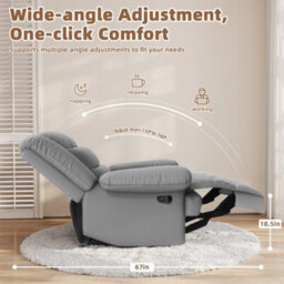 Onemill Manual Adjustable Legrest And Reclining Pu Leather Couch Chair For Living Room Bedroom Home - thumbnail 3