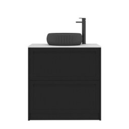 Royal Bathrooms Royal Bathroom Elmore 800mm Matt Nocturne Black Freestanding Countertop Bathroom Vanity Unit 2 Drawer With Milan Black Basin - thumbnail 7