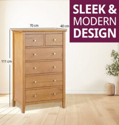 Hallowood Furniture Hereford L Oak 2+4 Chest Of Drawers - thumbnail 3