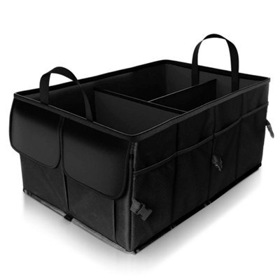 Black 2-In-1 Heavy Duty Collapsible Car Boot Storage Organiser Box - image 1