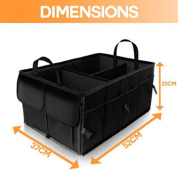 Black 2-In-1 Heavy Duty Collapsible Car Boot Storage Organiser Box - thumbnail 2