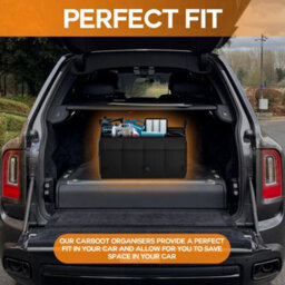 Black 2-In-1 Heavy Duty Collapsible Car Boot Storage Organiser Box - thumbnail 3