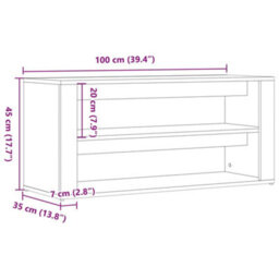 Berkfield Shoe Bench Old Wood 100X35X45 Cm Engineered Wood - thumbnail 9