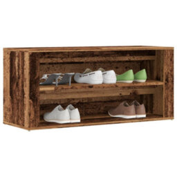 Berkfield Shoe Bench Old Wood 100X35X45 Cm Engineered Wood - thumbnail 1