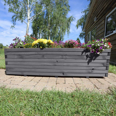 Woven Wood 1.2M Grey Pine Raised Trough Planter - image 1