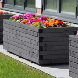 Woven Wood 1.2M Grey Pine Raised Trough Planter - thumbnail 2