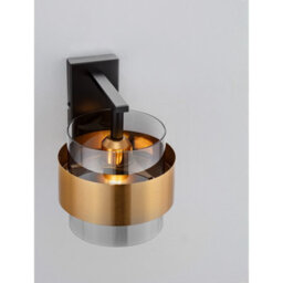 Luminosa Lighting Luminosa Sianna 18Cm Wall Lamp Smokey, Sandy Black, Brass Gold E27 1X12W - thumbnail 2
