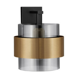 Luminosa Lighting Luminosa Sianna 18Cm Wall Lamp Smokey, Sandy Black, Brass Gold E27 1X12W - thumbnail 1