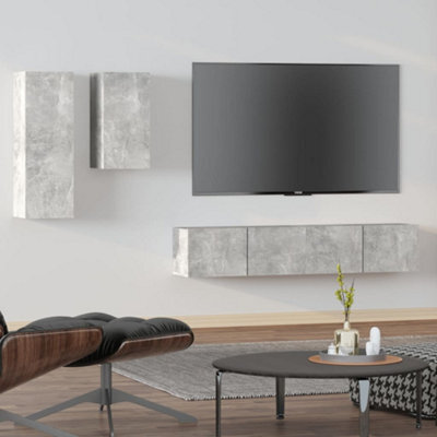 Berkfield 4 Piece Tv Cabinet Set Concrete Grey Engineered Wood - image 1
