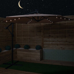 Samuel Alexander 3M Solar Powered Lit Banana Cantilever Garden Parasol With Leds & Base Weights Included In Beige - thumbnail 2