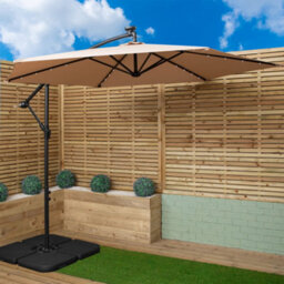 Samuel Alexander 3M Solar Powered Lit Banana Cantilever Garden Parasol With Leds & Base Weights Included In Beige