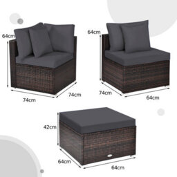 Costway 4-Piece Patio Furniture Set Outdoor Rattan Wicker Sofa & Ottoman Set - thumbnail 2