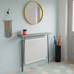 Toolty Rustic Handmade Console Table, Wall Mounted, 150Cm X 14.5Cm , Antique Gray, 86.5Cm Legs, Handcrafted Vintage Style