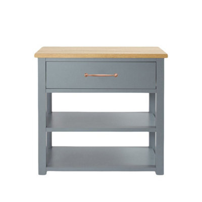 Homestylestore Light Grey And Oak 840mm Bathroom Cloakroom Vanity Unit And Aged Bronze T Bar Handle - image 1