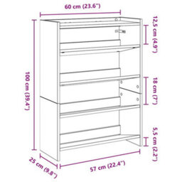 Berkfield Shoe Rack Artisan Oak 80X25X61.5 Cm Engineered Wood - thumbnail 9