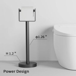 CLEFFNS Black Toilet Paper Holder Stand, Stainless Steel Toilet Paper Holder Free Standing, Stable Weighted Base Floor Tissue Roll Holder - thumbnail 5