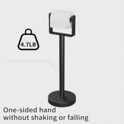 CLEFFNS Black Toilet Paper Holder Stand, Stainless Steel Toilet Paper Holder Free Standing, Stable Weighted Base Floor Tissue Roll Holder - thumbnail 6