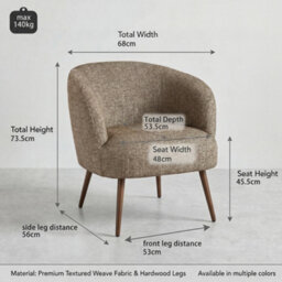 Sonara Mid Century Modern Accent Tub Chair Set Of 1   - thumbnail 6