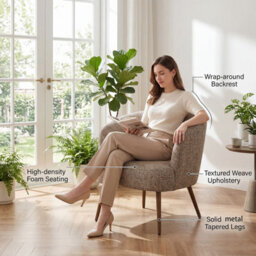 Sonara Mid Century Modern Accent Tub Chair Set Of 1   - thumbnail 8