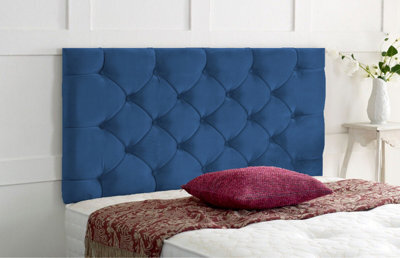 "Adore Designs Chesterfield Plush Velvet 4Ft6 Double 24"" Headboard -  Blue"