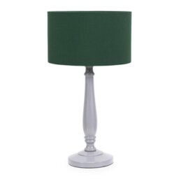 Valuelights Victoria Traditional Grey Wood Candlestick Table Lamp With Forest Green Drum Shade - thumbnail 2