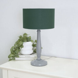 Valuelights Victoria Traditional Grey Wood Candlestick Table Lamp With Forest Green Drum Shade - thumbnail 5