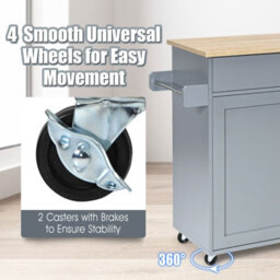 Costway Kitchen Island Cart Rolling Storage Trolley Cart W/ Lockable Rubber Casters - thumbnail 6
