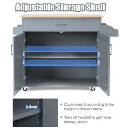 Costway Kitchen Island Cart Rolling Storage Trolley Cart W/ Lockable Rubber Casters - thumbnail 5
