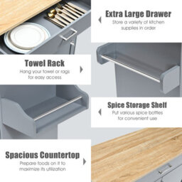 Costway Kitchen Island Cart Rolling Storage Trolley Cart W/ Lockable Rubber Casters - thumbnail 7