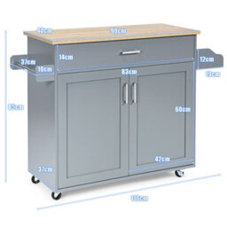 Costway Kitchen Island Cart Rolling Storage Trolley Cart W/ Lockable Rubber Casters - thumbnail 2