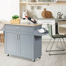Costway Kitchen Island Cart Rolling Storage Trolley Cart W/ Lockable Rubber Casters - thumbnail 4