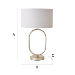 Valuelights Antonia Grey Fabric Drum Lamp Shade Brushed Chrome Oval Table Lamp With Led Bulb - thumbnail 6