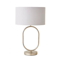 Valuelights Antonia Grey Fabric Drum Lamp Shade Brushed Chrome Oval Table Lamp With Led Bulb - thumbnail 7