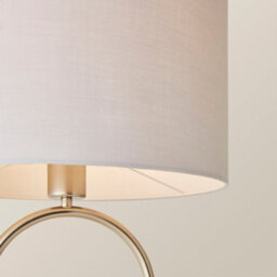 Valuelights Antonia Grey Fabric Drum Lamp Shade Brushed Chrome Oval Table Lamp With Led Bulb - thumbnail 4