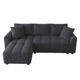 Btm 3 Seater Convertible Corner Sofa In Chenille Fabric With 2 Cushions For Living Room, Grey - thumbnail 8