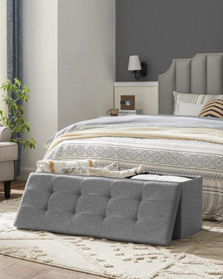 Multi-Functional Ottoman, Soft Foldable Bench With Lid, Perfect For Bedroom, Living Room, Hallway, Light Grey - image 1