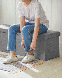 Multi-Functional Ottoman, Soft Foldable Bench With Lid, Perfect For Bedroom, Living Room, Hallway, Light Grey - thumbnail 4