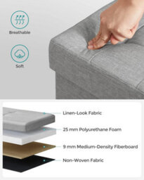 Multi-Functional Ottoman, Soft Foldable Bench With Lid, Perfect For Bedroom, Living Room, Hallway, Light Grey - thumbnail 5