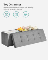 Multi-Functional Ottoman, Soft Foldable Bench With Lid, Perfect For Bedroom, Living Room, Hallway, Light Grey - thumbnail 6