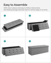 Multi-Functional Ottoman, Soft Foldable Bench With Lid, Perfect For Bedroom, Living Room, Hallway, Light Grey - thumbnail 7