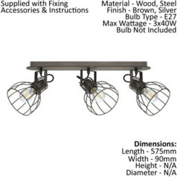 Elegant Brown And Silver Flush Ceiling Light With E27 Bulbs - thumbnail 2