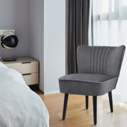 Gainoom Velvet Grey Accent Chair Set Of 2 Modern Leisure Chair Armless Chair - thumbnail 4