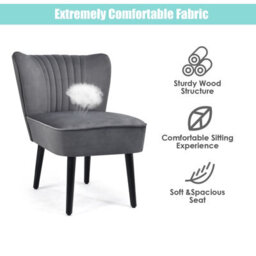 Gainoom Velvet Grey Accent Chair Set Of 2 Modern Leisure Chair Armless Chair - thumbnail 5
