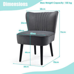 Gainoom Velvet Grey Accent Chair Set Of 2 Modern Leisure Chair Armless Chair - thumbnail 2