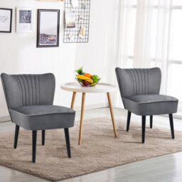 Gainoom Velvet Grey Accent Chair Set Of 2 Modern Leisure Chair Armless Chair - thumbnail 3