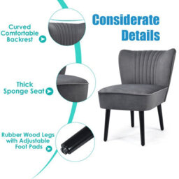Gainoom Velvet Grey Accent Chair Set Of 2 Modern Leisure Chair Armless Chair - thumbnail 6