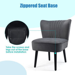 Gainoom Velvet Grey Accent Chair Set Of 2 Modern Leisure Chair Armless Chair - thumbnail 7