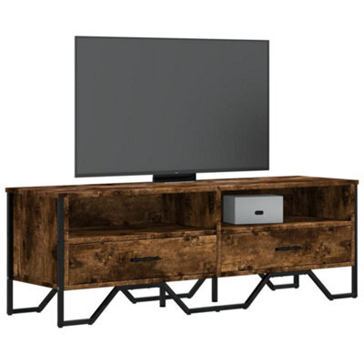 Berkfield Tv Cabinet Smoked Oak 122X34X41 Cm Engineered Wood - image 1